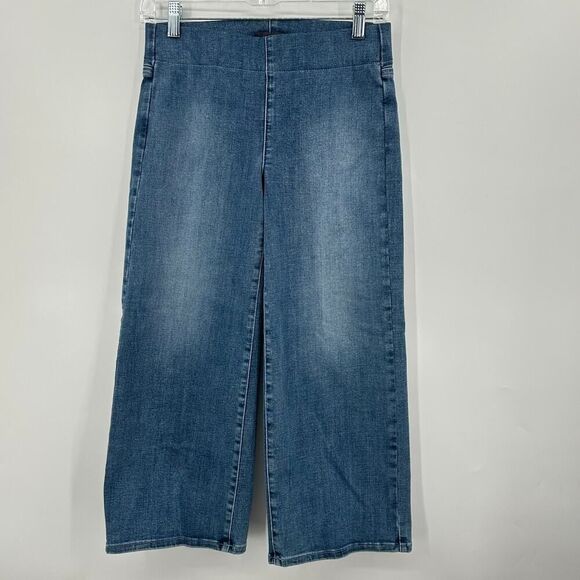 NYDJ Pull On Wide Leg Capri Denim Jeans Cropped clean horizon, Blue Crop Size 00 - Picture 1 of 9